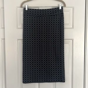 Navy patterned long tube skirt